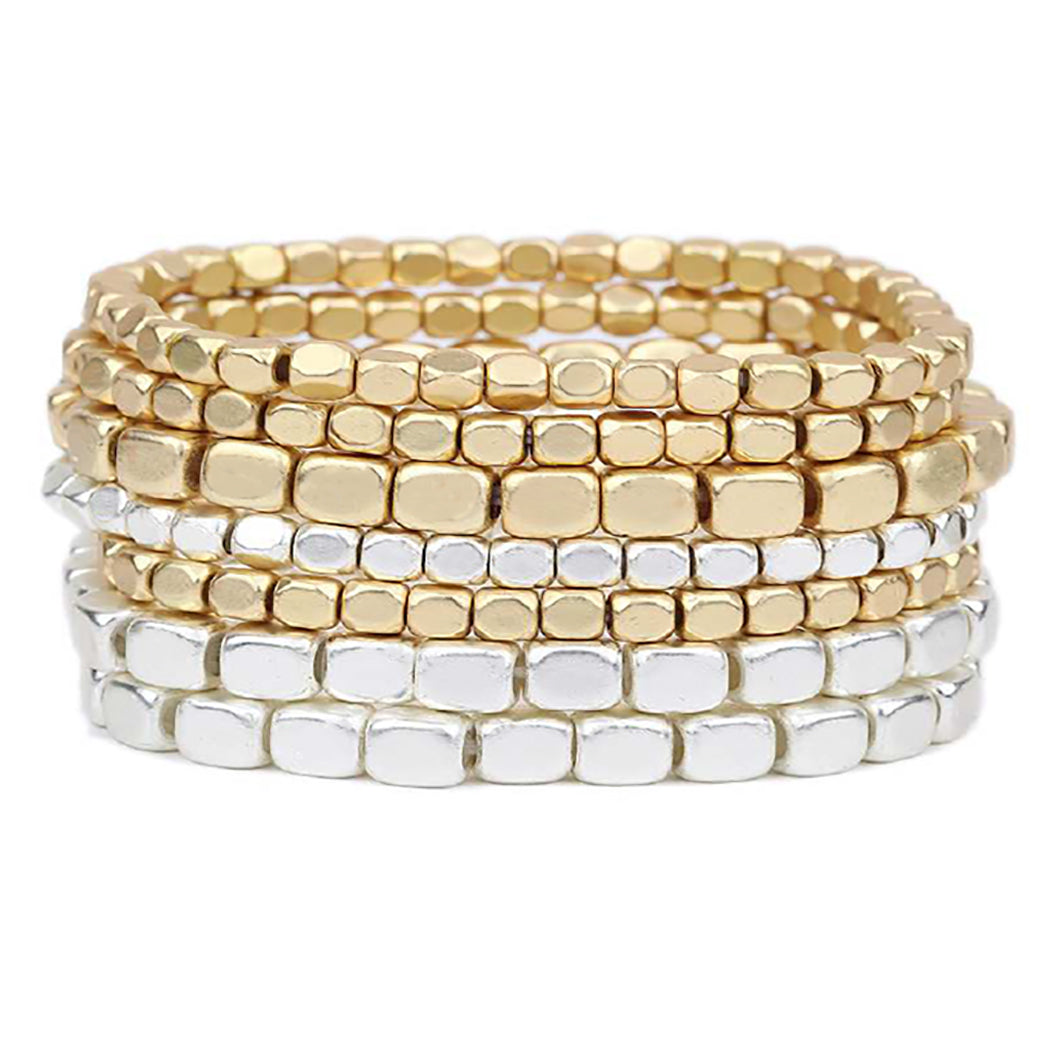 Chunky Nugget Rosemarie Bangle – Statement Bracelet Multi Strand Stacking Stretch Collections