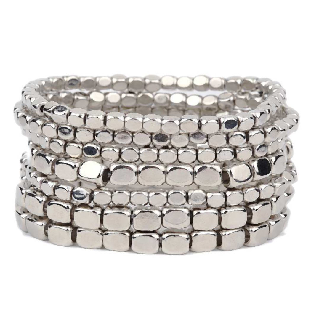 Chunky Nugget Multi Bangle Rosemarie Strand Statement Stacking – Collections Stretch Bracelet