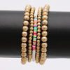 Set of 5 Stacking Metallic And Simulated Pearl Bead Stretch Bracelets, 2.5" (Fimo Bead Strand With Matte Gold)