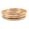 Set Of 3 Sleek And Stylish Omega Chain Coil Stretch Bracelets, 7.25" (Tri Tone Silver Gold Copper)