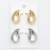 Women's Chic Dipped Chunky Drops Hypoallergenic Post Back Earrings (Small Set Of 2 Gold And Silver, 1.25")