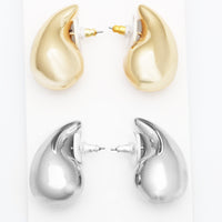 Women's Chic Dipped Chunky Drops Hypoallergenic Post Back Earrings (Small Set Of 2 Gold And Silver, 1.25")