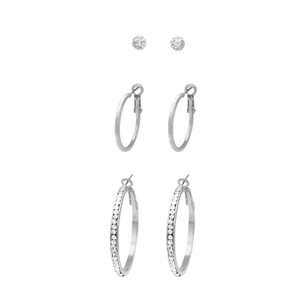 Believe by Brilliance Women's Sterling Silver and Cubic Zirconia Multi  Shape Stud Earrings, Set of 3 - DroneUp Delivery