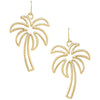 Fun Gold Tone Palm Tree Outline Dangle Earrings, 2"