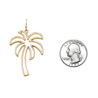 Fun Gold Tone Palm Tree Outline Dangle Earrings, 2"