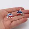 Patriotic USA Political Party American Red White And Blue Flag Dangle Earrings (2 Elephant Republican, 1")