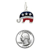 Patriotic USA Political Party American Red White And Blue Flag Dangle Earrings (2 Elephant Republican, 1")