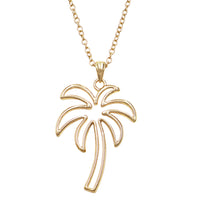 Fun Gold Tone Palm Tree Outline Pendant Necklace, 18"+3" Extender