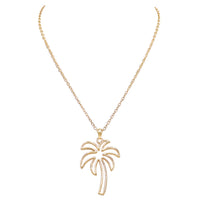 Fun Gold Tone Palm Tree Outline Pendant Necklace, 18"+3" Extender