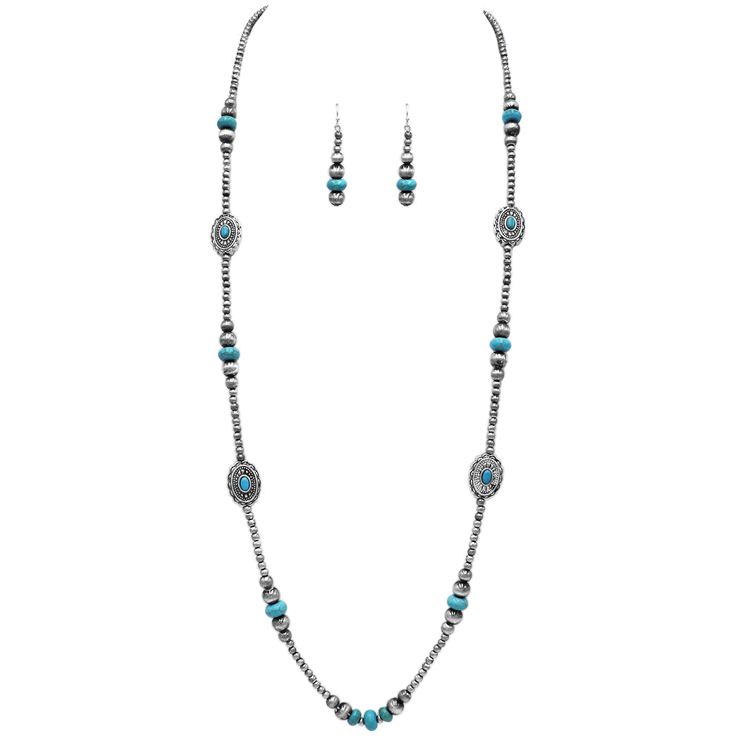 1 Pc Western Style Cowboy Vintage Turquoise & Navajo Pearl Beaded Necklace  Suitable For Women's Everyday Wear | SHEIN USA