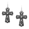 Rosemarie's Religious Gifts Women's Western Style Burnished Silver Tone Statement Christian Cross With Colorful Howlite Stones Necklace Earrings Gift Set, 18+3" Extender