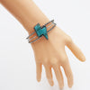 Women's Western Style Natural Semi Precious Howlite Stone Open Cuff Bracelet, 2.5" (Lightning Bolt Turquoise Howlite)