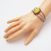 Western Style Semi Precious Howlite Stone Open Cuff Bracelet (Oval Yellow Howlite Stone)