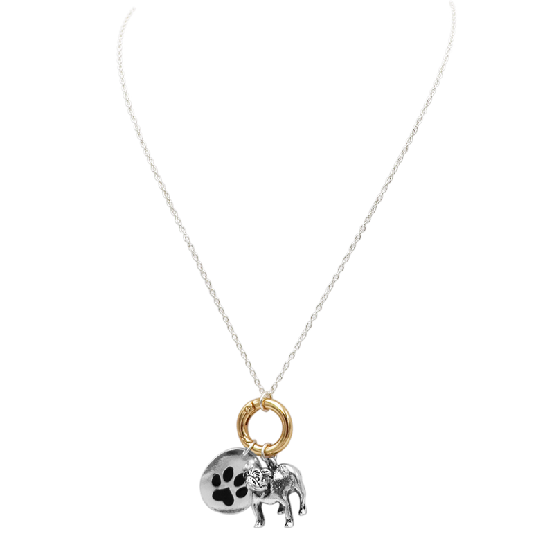 Adorable Animal Charms Changeable Pendant Necklace, 18"+3" Extender (Bulldog)