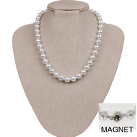 Timeless Classic Simulated Pearls Knotted Strand Necklace With Easy Connect Clasp (10mm, 19", White Silver Tone)