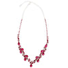 Stunning Rhinestone Crystal Teardrop Statement Necklace Hypoallergenic Drop Earrings Set, 15"+6" Extender (Rose Pink Silver Tone)