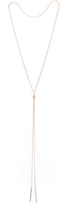 Stylish Rose Gold Tone Y Strand Wtih Bar Detail And Adjustable Slide Long Necklace, 46"