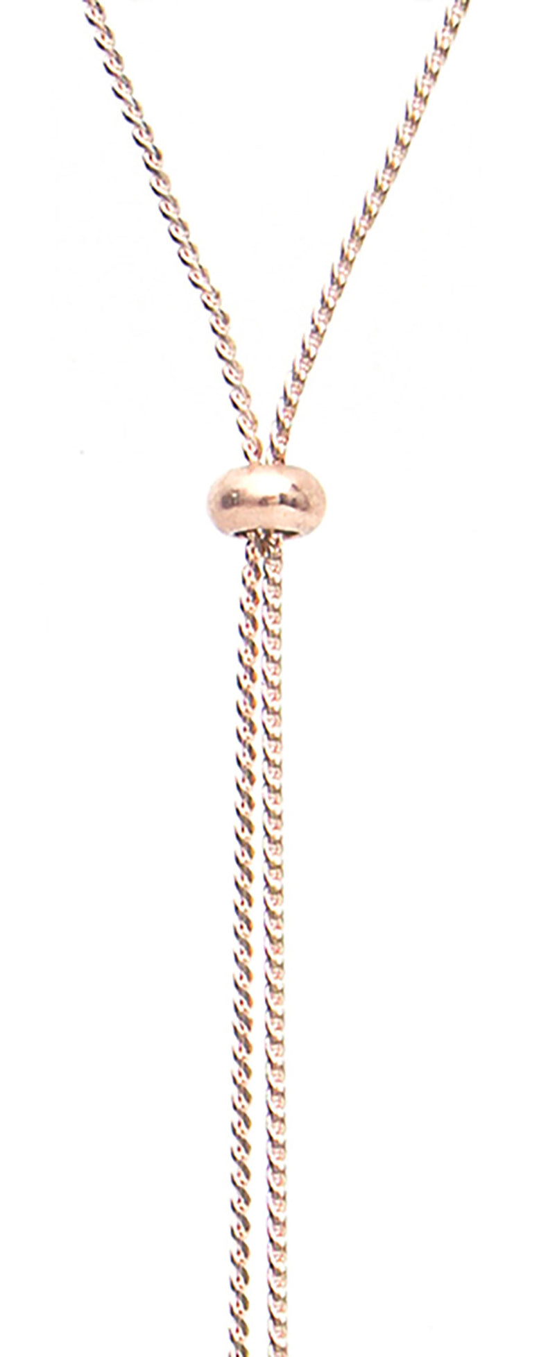 Stylish Rose Gold Tone Y Strand Wtih Bar Detail And Adjustable Slide Long Necklace, 46"