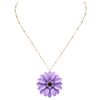 Summertime Fun Daisy Flower Pendant Necklace and Earrings Set (Violet Purple Necklace only)