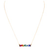 Women's Baguette Cut Rainbow Crystal Rhinestone Asymmetrical Bar Pendant Necklace, 16"+2" Extender