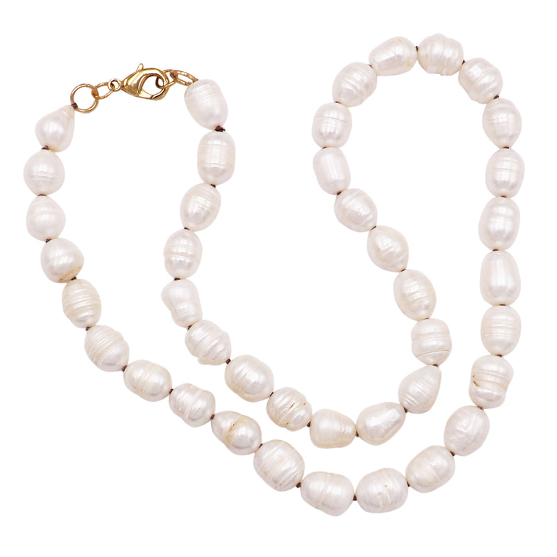 Mermaid Chic Natural Textured 10mm Freshwater Pearl Strand Necklace, 20"