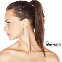 Hypoallergenic Clear Crystal Rhinestone Rainbow Memory Wire Hoop Earrings (Clear Crystal Rose Gold Tone 50mm)