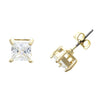 Premium Cubic Zirconia Square Cut Stud Earrings (5mm, Gold Tone)