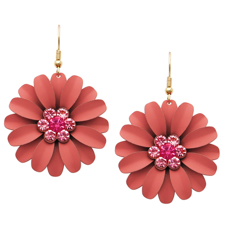 Summertime Fun Daisy Flower Earrings Set (Coral Earrings Only)