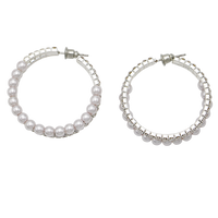 Dazzling Crystal and Simulated Pearl Hoop Hypoallergenic Post Earrings, 30mm