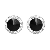 Timeless Classic Hypoallergenic Post Back Halo Earrings Made With Swarovski Crystals, 15mm-20mm (15mm, Jet Black Crystal Silver Tone)