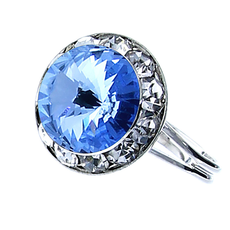 Turquoise Cocktail Ring Blue Rhinestones Starburst Ring 