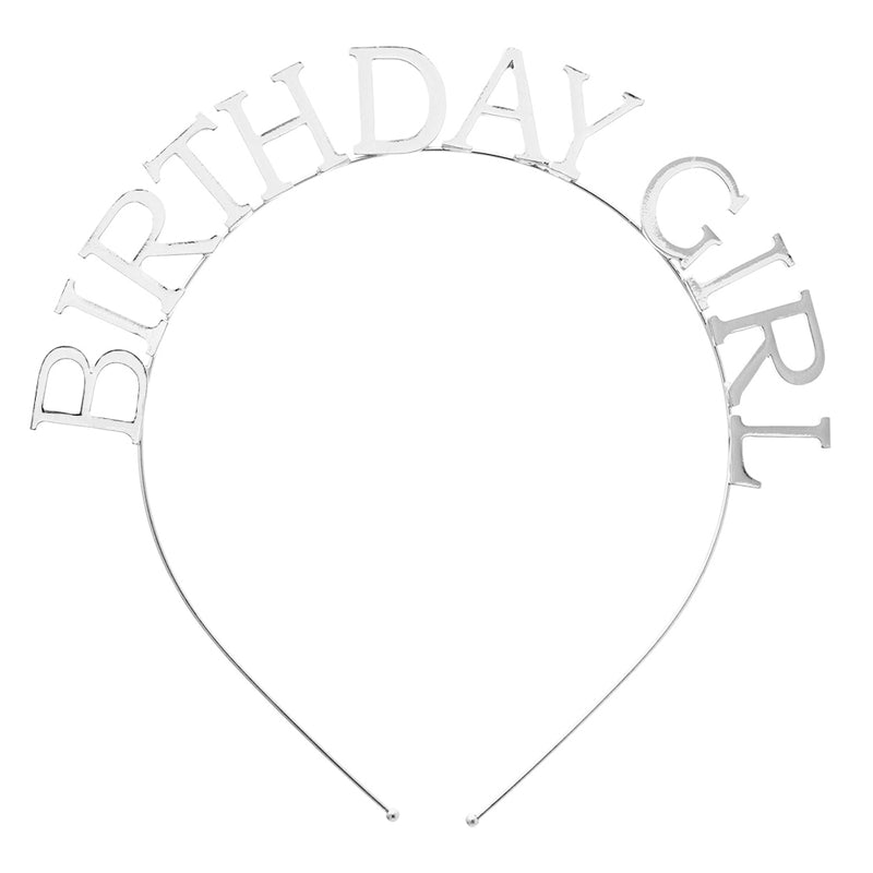 Happy Birthday to You Birthday Girl Tiara Headband (Silver Tone)