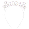 Sparkly Rhinestone Happy New Year's Tiara Headband (2024 Stars AB Crystal)