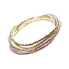 Set of 5 Sparkling Crystal Rhinestone Stacking Stretch Bracelets, 2.25" (Vibrant Rainbow Gold Tone)