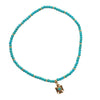 Western Style Aztec Thunderbird 4mm Turquoise Howlite Bead Stretch Bracelet (Gold Tone)