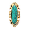 Western Style Statement Oval Turquoise Howlite Stone Burnished Gold Tone Concho Adjustable Ring, 1.75"