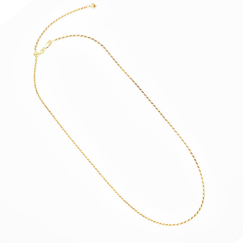 Made In Italy Gold Plated Sterling Silver Rope Chain Necklace With Adjustable Slide, 22"