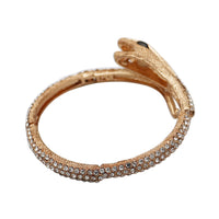 Stunning Three Dimensional Gold Tone Statement Crystal Rhinestone Encrusted Serpent Snake Statement Jewelry Pieces (Coil Cuff Bracelet, 6.75")