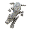 Stunning Crystal Rhinestone Pave Alligator Hinged Cuff Bangle Bracelet, 6.5" (AB And Clear Crystals Silver Tone)