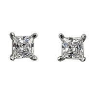 Timeless Classic Sterling Silver Studs With Premium Cubic Zirconia Crystals Post Back Hypoallergenic Earrings (5mm, Princess Cut)