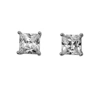 Timeless Classic Sterling Silver Studs With Premium Cubic Zirconia Crystals Post Back Hypoallergenic Earrings (3mm, Princess Cut)