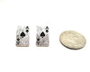 Fun Burnished Silver Tone Textured Ace Of Spade Playing Card Statement Western Style Stud Earrings, 0.70"