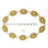 Cowgirl Chic Statement Western Linked Conchos With Natural Howlite Stones On Waist Chain Belt (Yellow Howlite Burnished Silver Tone, Small-Medium, 31.5"+10.5" Extender)