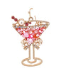 Cheers Chic Gold Tone Cocktail Drinks Crystal Rhinestone Celebration Party Dangle Earrings (Pink Champagne Bubbly, 2.12)