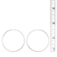 Women's Sleek Medium Size White Gold Dipped Thin Endless Hoop Hypoallergenic Earrings, 1.62"