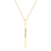 Pink Ribbon Vertical Bar Pendant Necklace (Survivor Gold Tone)