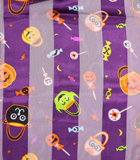 Spooktacular Halloween Fun Print Lightweight Fashion Scarf (Trick or Treat PURPLE)