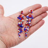 Stunning Crystal Rhinestone Statement Bubble Dangle Earrings, 3.25" (USA July 4th Red Blue Clear)