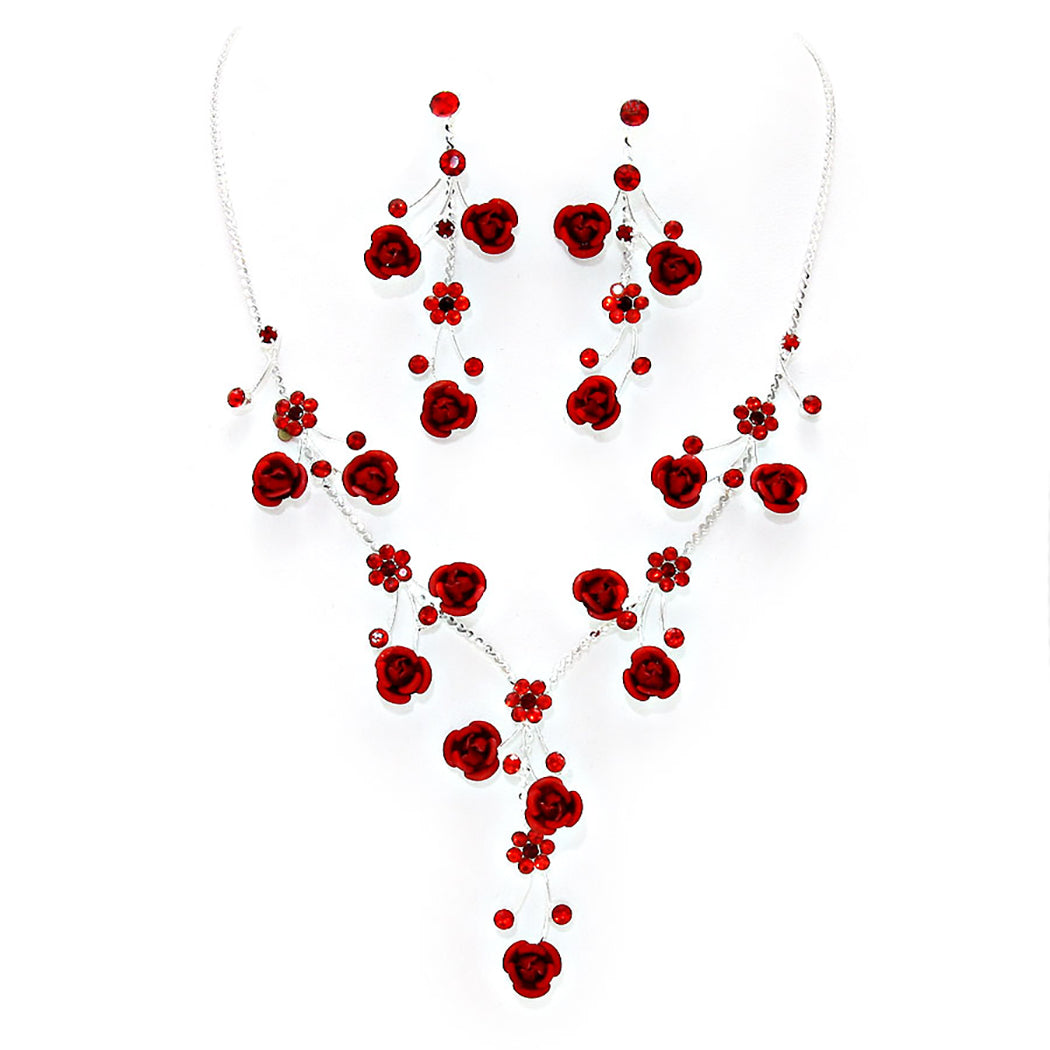 Chunky Necklace Earrings Red Acrylic Rhinestone Fashion Trend Jewelry Hot rocks outlet