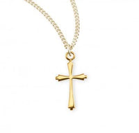 Rosemarie's Religious Gifts 16K Yellow Gold Sleek Small Tapered Cross Pendant Necklace, 18"